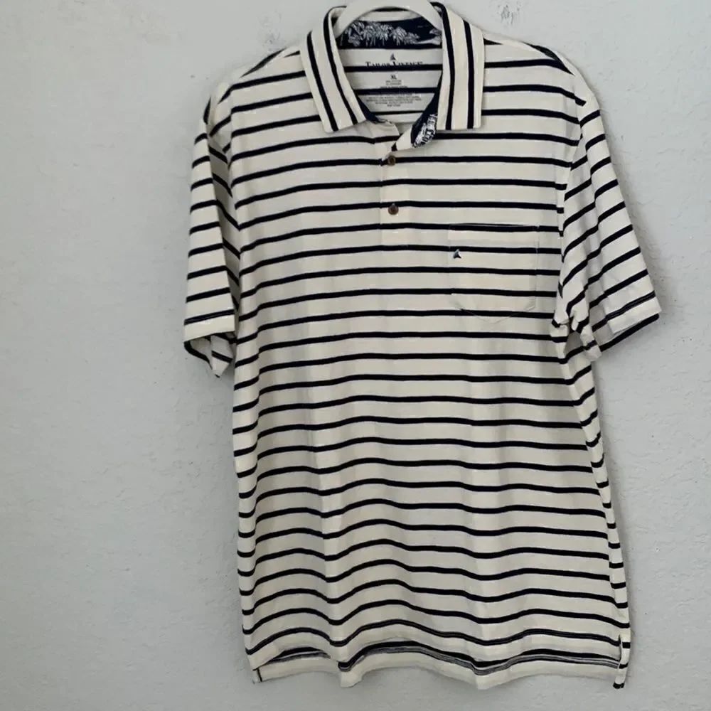 Tailor Vintage Cotton Blend Short Sleeve Striped Polo Men’s Shirt Size XL
